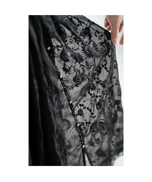 Sawa a la mode(サワアラモード)/レースと花刺繍のシフォンフレアスカート/img03
