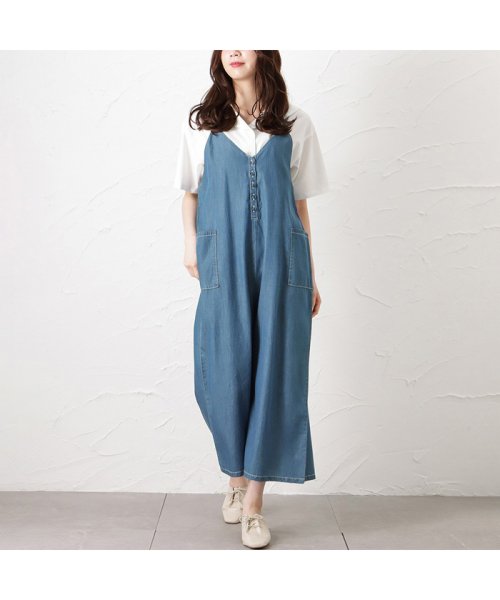 MAC HOUSE(women)(マックハウス（レディース）)/NAVY ネイビー テンセルサロペット NV－W021/img07