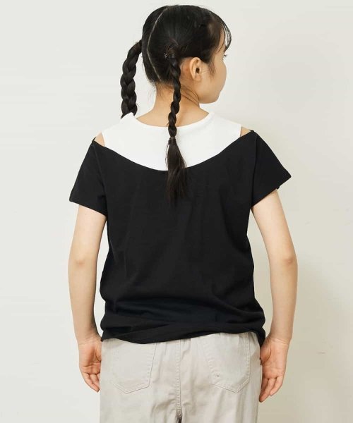 a.v.v(KID'S)(アー・ヴェ・ヴェキッズ)/[100－130]オフショルダーロゴTシャツ/img01