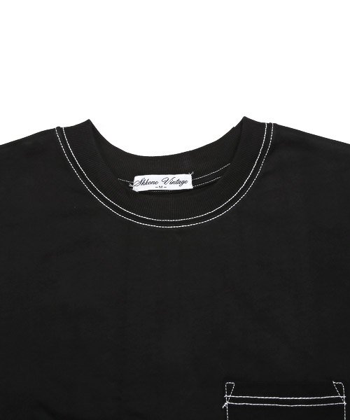 LUXSTYLE(ラグスタイル)/ヘビーウェイト配色ステッチ半袖ビッグTシャツ/Tシャツ メンズ 半袖 ビッグシルエット 胸ポケット ステッチ/img17
