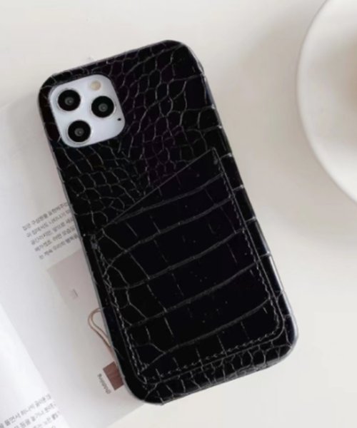 Lace Ladies(レースレディース)/カード入れ・ショルダーストラップ付き クロコ風型押し スマホケース/img02