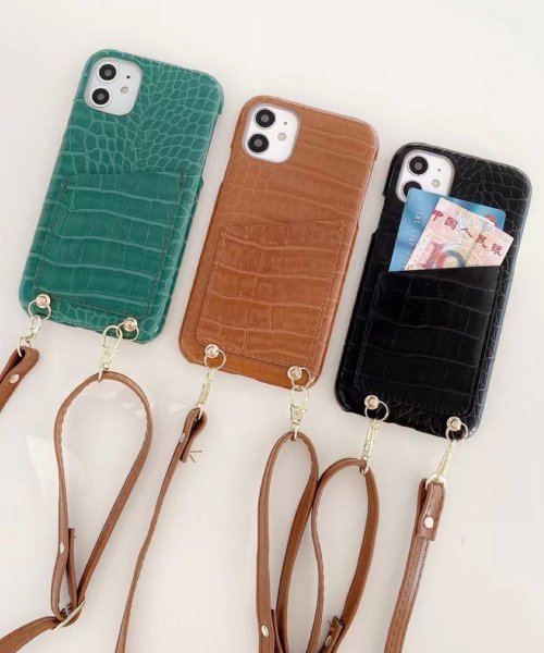 Lace Ladies(レースレディース)/カード入れ・ショルダーストラップ付き クロコ風型押し スマホケース/img08