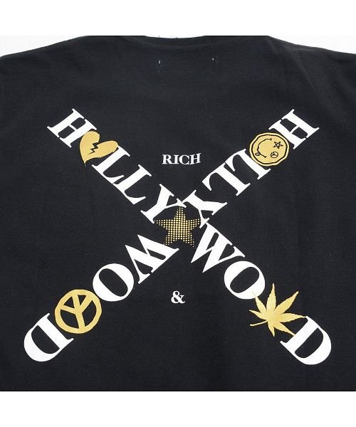 SB Select(エスビーセレクト)/Hollywood rich.& バッククロスロゴプリントクルーネック半袖Tシャツ メンズ ブランド おしゃれ 大人 ファッション 半袖 ポケT バックプリント/img12