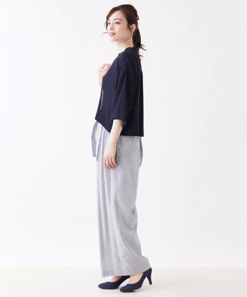 Leilian PLUS HOUSE(レリアンプラスハウス)/ストライプワイドパンツ【Leilian WHITE LABEL】/img02