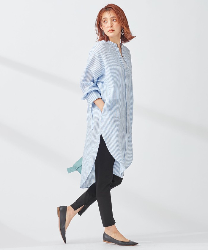 セール】【WEB/一部店舗限定】 LIBECO LINEN チュニックシャツ