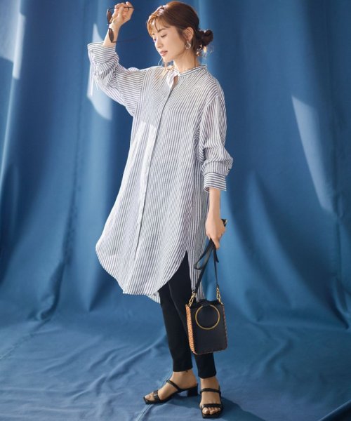 NIJYUSANKU（LARGE SIZE）(２３区（大きいサイズ）)/【WEB/一部店舗限定】 LIBECO LINEN チュニックシャツ/img08