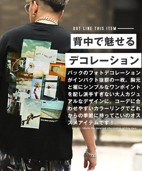 LUXSTYLE(ラグスタイル)/バックフォトデコレーションプリントTシャツ/Tシャツ メンズ 半袖 バックプリント フォトプリント ロゴ/img13