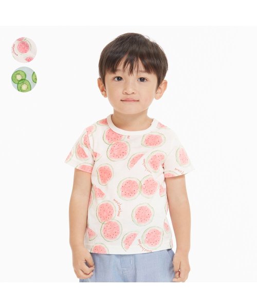 moujonjon(ムージョンジョン)/【子供服】 moujonjon (ムージョンジョン) 日本製スイカ・キウイ総柄半袖Ｔシャツ 80cm～130cm M36840/img01