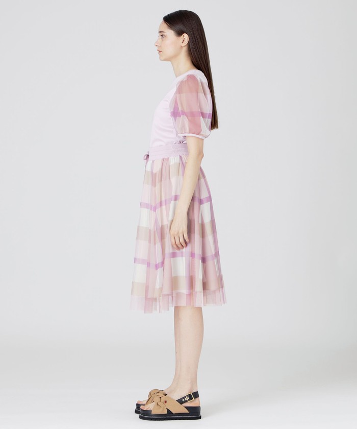 美人百花コラボ】クレストブリッジチェックチュールプリント 美人百花コラボ】クレストブリッジチェックチュールプリント