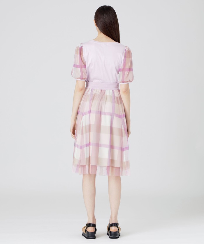 美人百花コラボ】クレストブリッジチェックチュールプリント 美人百花コラボ】クレストブリッジチェックチュールプリント