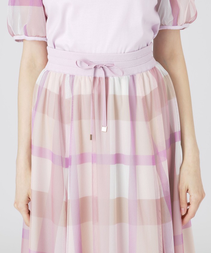 美人百花コラボ】クレストブリッジチェックチュールプリント 美人百花コラボ】クレストブリッジチェックチュールプリント