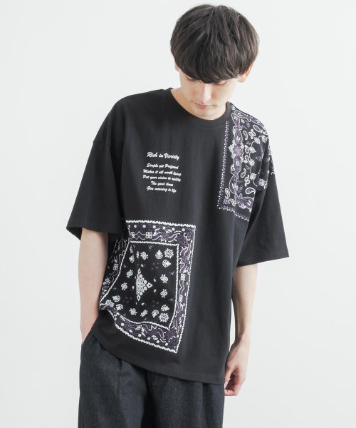 Rocky Monroe(ロッキーモンロー)/Tシャツ 半袖 メンズ レディース カットソー バンダナ柄 プリント クルーネック カジュアル ストリート ルーズ ビッグシルエット オーバーサイズ リラックス/img10