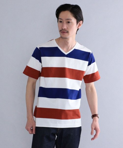 SHIPS MEN(シップス　メン)/SHIPS: japan quality ワイドボーダー Vネック Tシャツ/img01