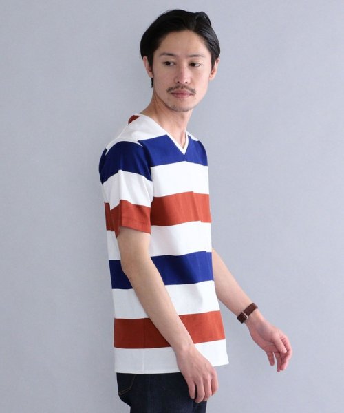 SHIPS MEN(シップス　メン)/SHIPS: japan quality ワイドボーダー Vネック Tシャツ/img04