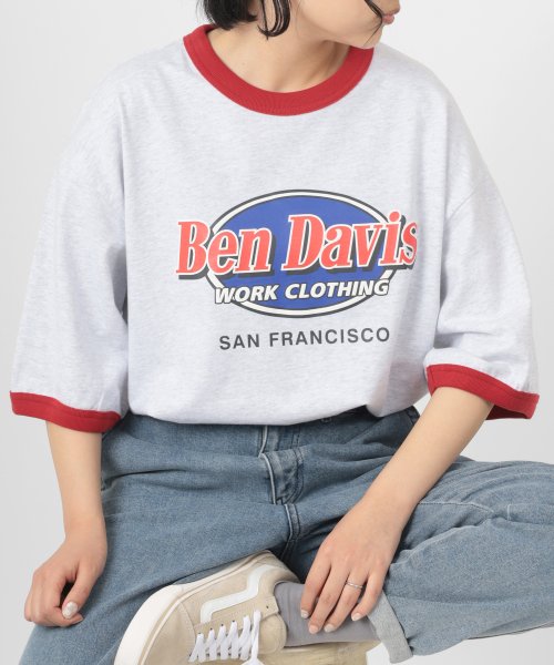 BEN DAVIS(BEN DAVIS)/【BEN　DAVIS/ベンデイビス】ショップロゴ リンガー 半袖Tシャツ/オーバルロゴTシャツ/ビッグシルエット/img02