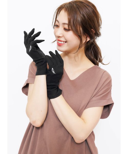 mili an deni(ミリアンデニ)/手袋 スマホ対応 抗菌手袋 レディース ワンポイント 刺繍/img01