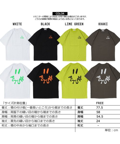 1111clothing(ワンフォークロージング)/オーバーサイズ tシャツ メンズ ビッグtシャツ レディース ビッグシルエット トップス 半袖 カットソー クルーネック ビッグt バックプリント スマイル ニ/img02