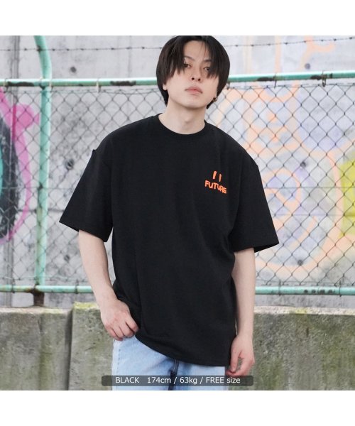 1111clothing(ワンフォークロージング)/オーバーサイズ tシャツ メンズ ビッグtシャツ レディース ビッグシルエット トップス 半袖 カットソー クルーネック ビッグt バックプリント スマイル ニ/img09