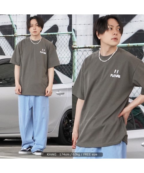 1111clothing(ワンフォークロージング)/オーバーサイズ tシャツ メンズ ビッグtシャツ レディース ビッグシルエット トップス 半袖 カットソー クルーネック ビッグt バックプリント スマイル ニ/img12