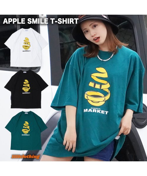 セール オーバーサイズ Tシャツ メンズ ビッグtシャツ レディース ビッグシルエット トップス 半袖 カットソー クルーネック ビッグt スマイル ニコちゃん 白 黒 ワンフォークロージング 1111clothing Magaseek