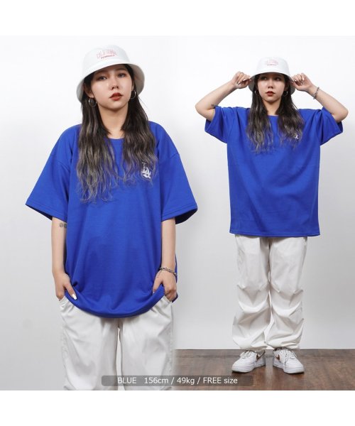 1111clothing(ワンフォークロージング)/オーバーサイズ tシャツ メンズ ビッグtシャツ レディース ビッグシルエット トップス 半袖 カットソー クルーネック ビッグt  LA ロゴ 刺繍 ワンポイ/img15