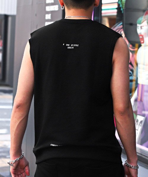 セール Luxer ラグジュ 裏毛ノースリーブtシャツ ノースリーブ メンズ Tシャツ 裏毛 ロゴ 刺繍 プリント クルーネック ラグスタイル Luxstyle Magaseek