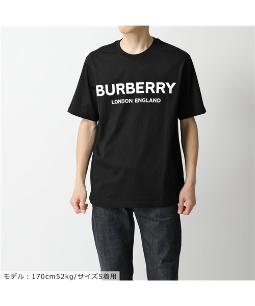 【BURBERRY(バーバリー)】8026016 LETCHFORD クルーネック 半袖 Tシャツ カットソー ロゴT プリント BLACK メンズ