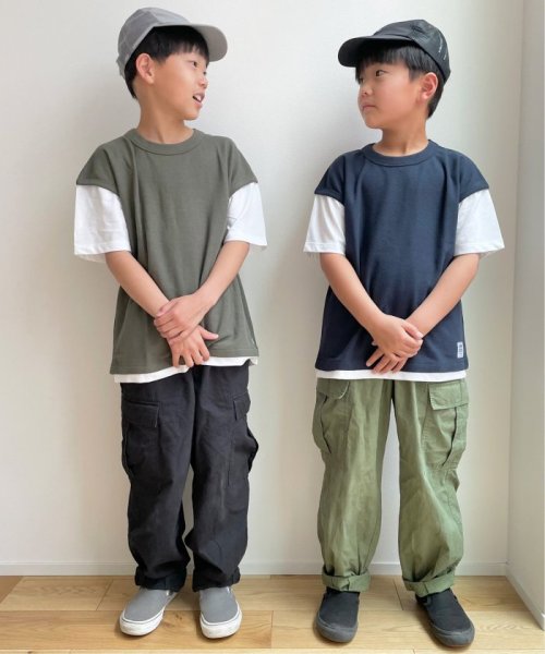 ikka kids(イッカ　キッズ)/【キッズ】鹿の子フェイクベストレイヤーTシャツ（100〜160cm）/img10