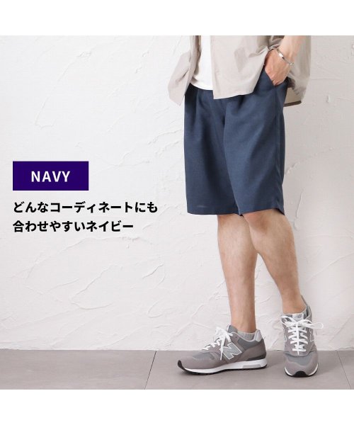 MAC HOUSE(men)(マックハウス（メンズ）)/NAVY ネイビー リネンライクショートパンツ NV－M006/img06