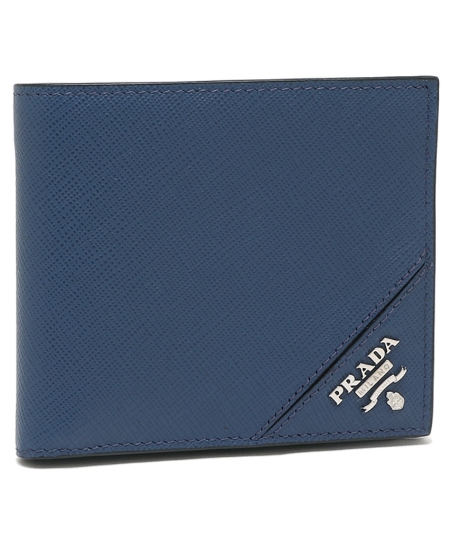 プラダ 二つ折り財布 サフィアーノ ブルー メンズ PRADA 2MO738 QME F0016