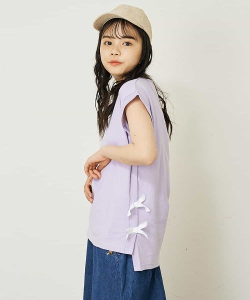 a.v.v(KID'S)(アー・ヴェ・ヴェキッズ)/[100－130]【毛玉になりにくい】サイドリボン半袖Tシャツ/img15