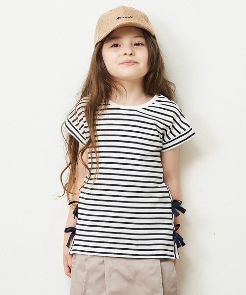 a.v.v(KID'S)(アー・ヴェ・ヴェキッズ)/[100－130]【毛玉になりにくい】サイドリボン半袖Tシャツ/img19