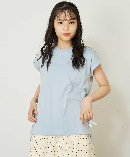 a.v.v(KID'S)(アー・ヴェ・ヴェキッズ)/[140－150]【毛玉になりにくい】サイドリボン半袖Tシャツ/img30