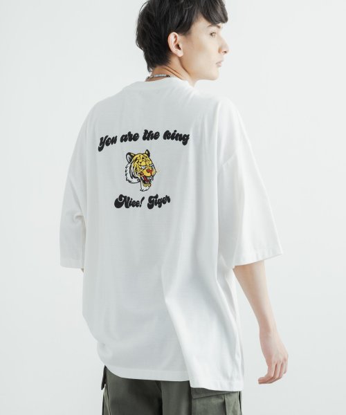 Rocky Monroe(ロッキーモンロー)/Tシャツ 半袖 カットソー メンズ レディース ビッグシルエット オーバーサイズ ゆったり ルーズ ワイド クルーネック スーベニア刺繍 虎 タイガー TC天竺/img03