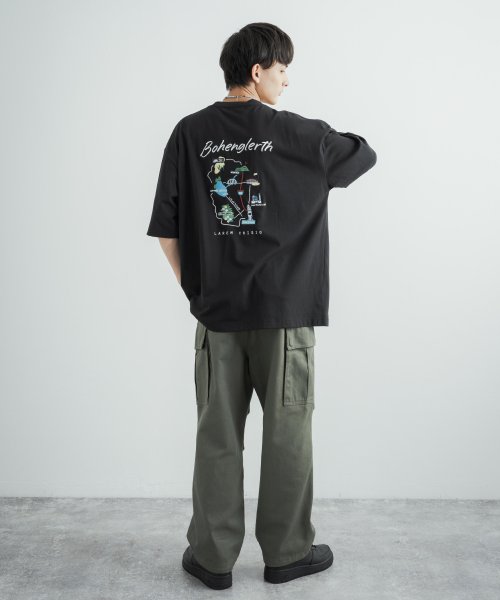 Rocky Monroe(ロッキーモンロー)/Tシャツ 半袖 カットソー メンズ レディース ビッグシルエット オーバーサイズ ゆったり ルーズ ワイド クルーネック スーベニア刺繍 地図柄 マップ TC天/img07