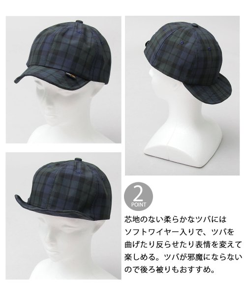 Besiquenti(ベーシックエンチ)/日本製CORDURA生地 チェック柄 ショートキャップ ショートバイザー アンパイアキャップ ボールキャップ コーデュラ 帽子 メンズ カジュアル アウトドア/img03