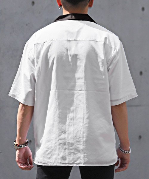 LUXSTYLE(ラグスタイル)/クレリックオープンカラードレープシャツ/オープンカラーシャツ メンズ 半袖 ドレープ クレリック ビッグシルエット/img01