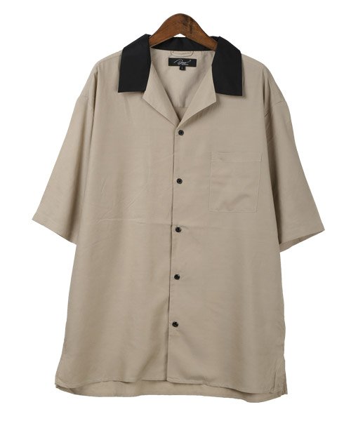 LUXSTYLE(ラグスタイル)/クレリックオープンカラードレープシャツ/オープンカラーシャツ メンズ 半袖 ドレープ クレリック ビッグシルエット/img08