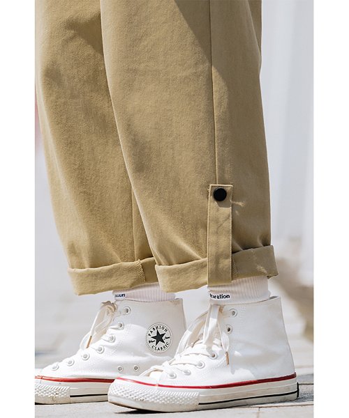 HOOK(HOOK（フック）)/HOOK－ 薄手裾折り返しデザインカーゴバンツ 韓国ファッション/img01
