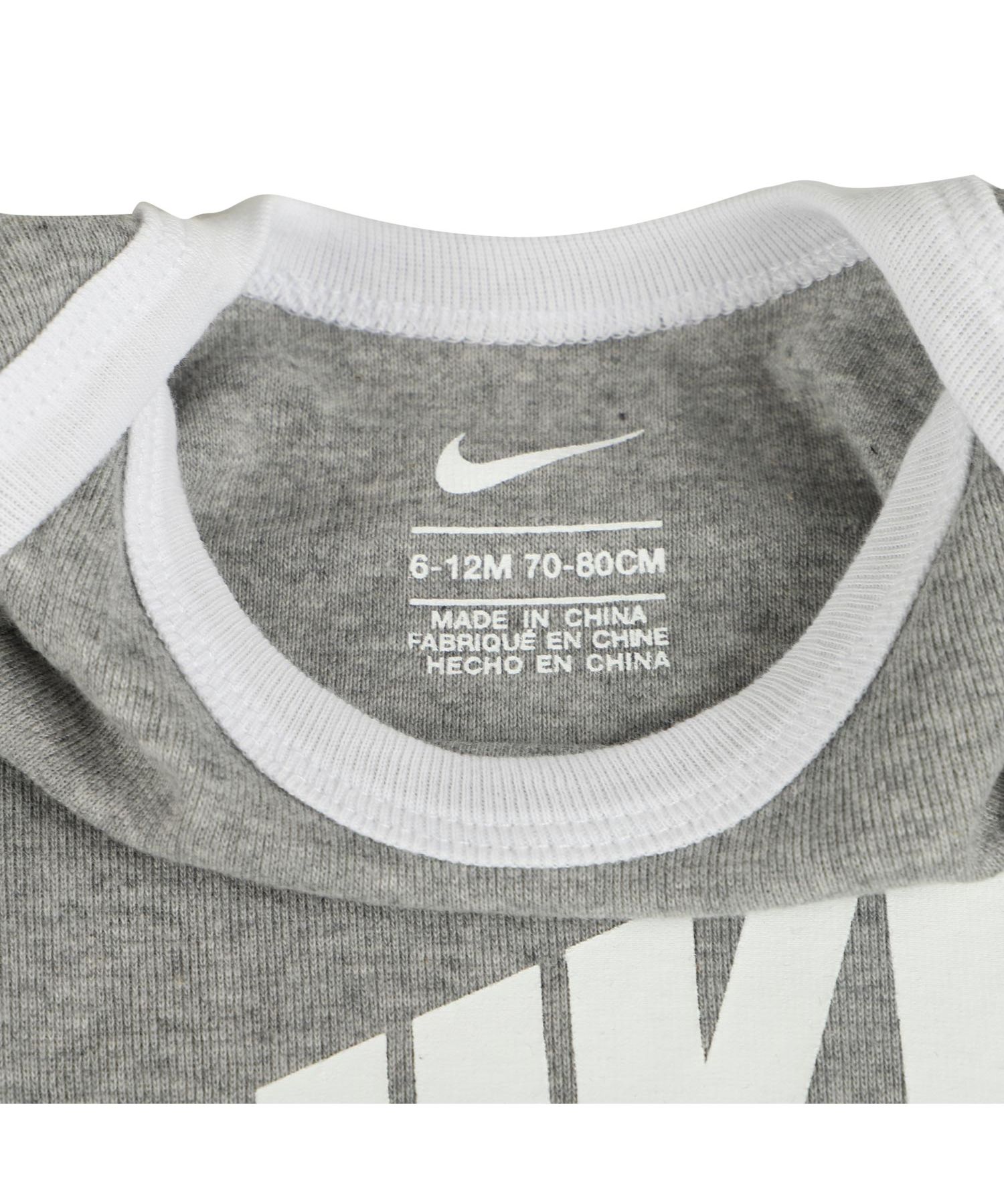 NIKE ナイキ ロンパース 靴下 帽子 3点セット ボディスーツ ソックス 子供服 男の子 女の子 ベビー 赤ちゃん 半袖 FUTURA LOGO  グレー