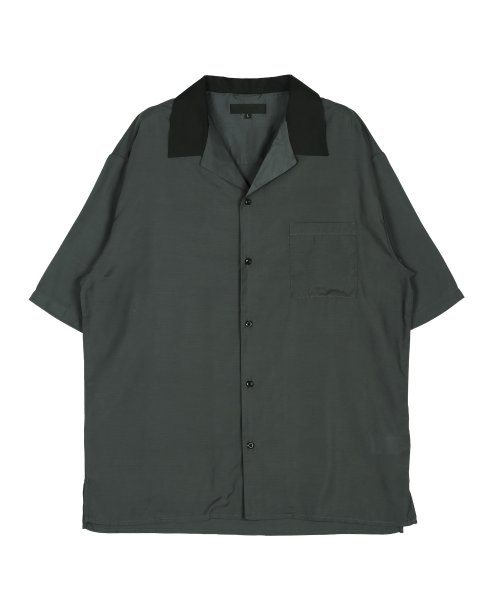 JIGGYS SHOP(ジギーズショップ)/クレリックオープンカラードレープシャツ / 半袖シャツ オープンカラーシャツ 開襟シャツ クレリックシャツ メンズ カジュアルシャツ 5分袖 シャツ トップス/img02