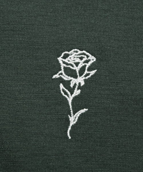 LUXSTYLE(ラグスタイル)/薔薇刺繍ハーフジップBIG半袖ポロシャツ/ポロシャツ メンズ 半袖 5分袖 ハーフジップ ビッグシルエット 薔薇 刺繍/img18