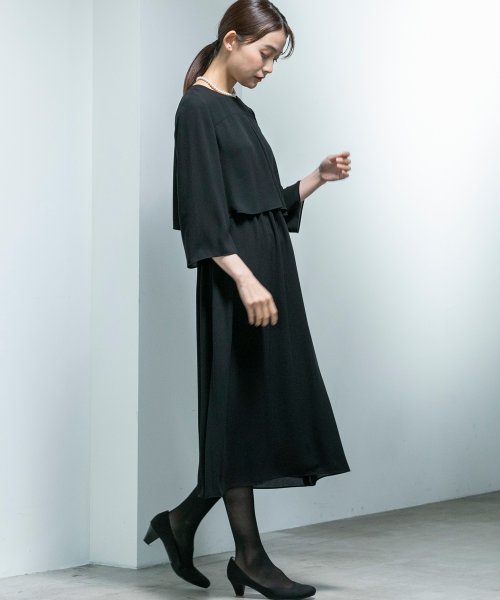 喪服/礼服/≪洗える≫フレアワンピース/ブラックフォーマルスーツ/夏/セレモニー/七五三 商品説明軽い着心地で快適に着用いただける　ブラックフォーマルワンピース東京ソワール《40代～50代にも人気》■ウエスト部分はゴ L1951291740(14850円)