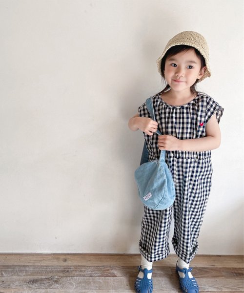 aimoha(aimoha（アイモハ）)/aimoha－KIDS－ 韓国子供服　ギンガムチェックノースリーブオールインワン/img01
