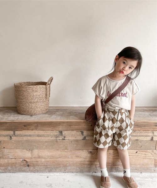 aimoha(aimoha（アイモハ）)/aimoha－KIDS－ 韓国子供服　チェック柄ハーフパンツ/img03