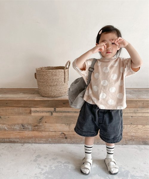 aimoha(aimoha（アイモハ）)/aimoha－KIDS－ 韓国子供服　ドット柄半袖Tシャツ キッズ tシャツ/img01