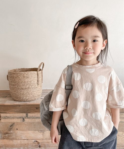 aimoha(aimoha（アイモハ）)/aimoha－KIDS－ 韓国子供服　ドット柄半袖Tシャツ キッズ tシャツ/img11