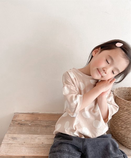 aimoha(aimoha（アイモハ）)/aimoha－KIDS－ 韓国子供服　ドット柄半袖Tシャツ キッズ tシャツ/img12