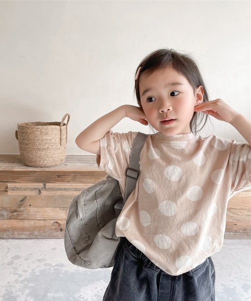 aimoha(aimoha（アイモハ）)/aimoha－KIDS－ 韓国子供服　ドット柄半袖Tシャツ キッズ tシャツ/img15