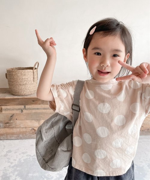 aimoha(aimoha（アイモハ）)/aimoha－KIDS－ 韓国子供服　ドット柄半袖Tシャツ キッズ tシャツ/img16